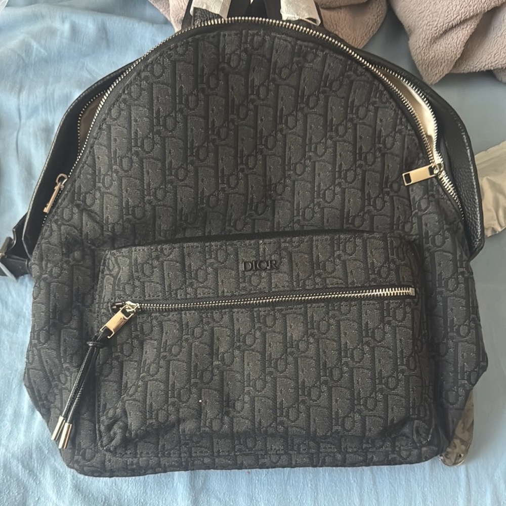 Dior Black Backpack with Gold Accents